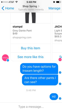 The Spring chatbot helping retail customers.
