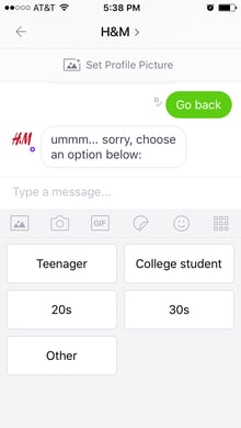 Customers can chat with the H&M chatbot to find clothese for men and women.