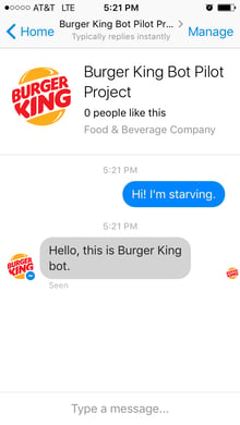 The Burger King chatbot can help customers order hamburgers and fries.