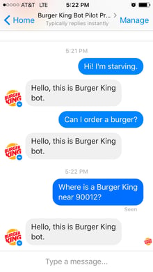 Unfortunately the Burger King chatbot had limits to what it could understand.