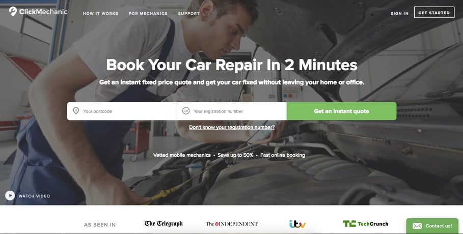 ClickMechanic, a UK-based automative repair service, uses Olark Live Chat website software for customer support.