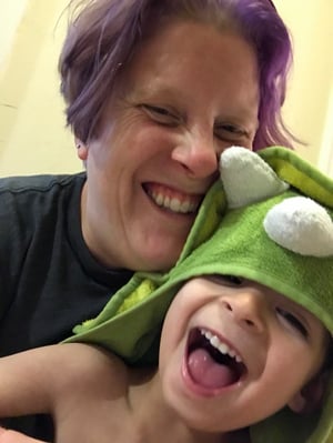 What being a mom taught me about customer support. An image of Barbara of Olark and her son Balan.