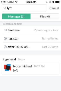 The Lyft bot in Slack