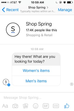 The Spring bot in Facebook Messenger.