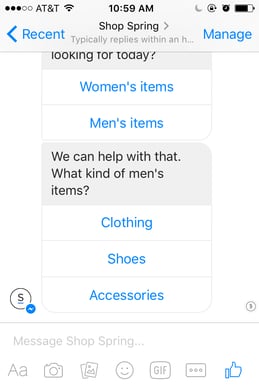 Use the Spring bot to buy pants in Facebook Messenger.