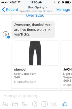 If you like picking pant sizes, you'll love this Spring messenger bot.