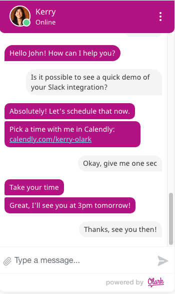 Calendly dialogue