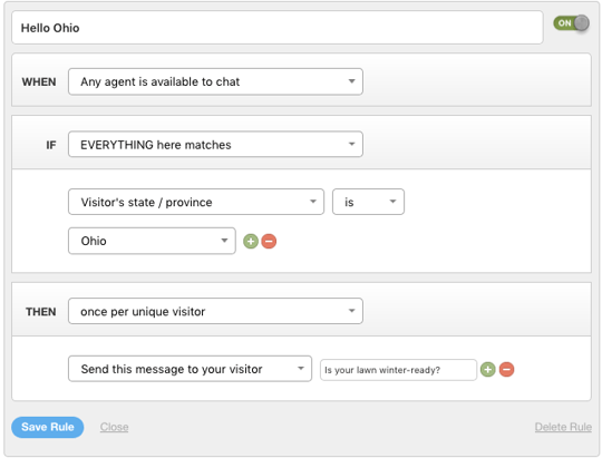 Targeted chat rule example