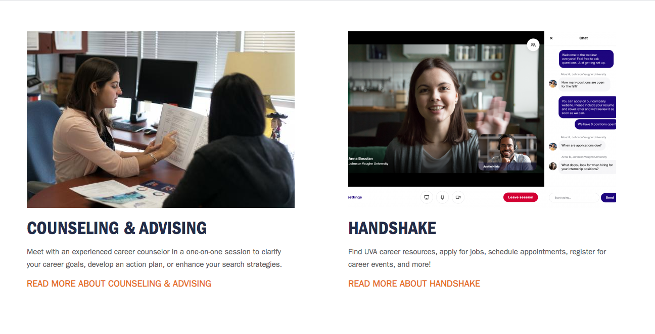 UVA Career Center Olark live chat